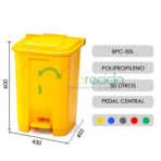 Basurero con Pedal Central 50 Litros para Reciclaje - Imagen 6