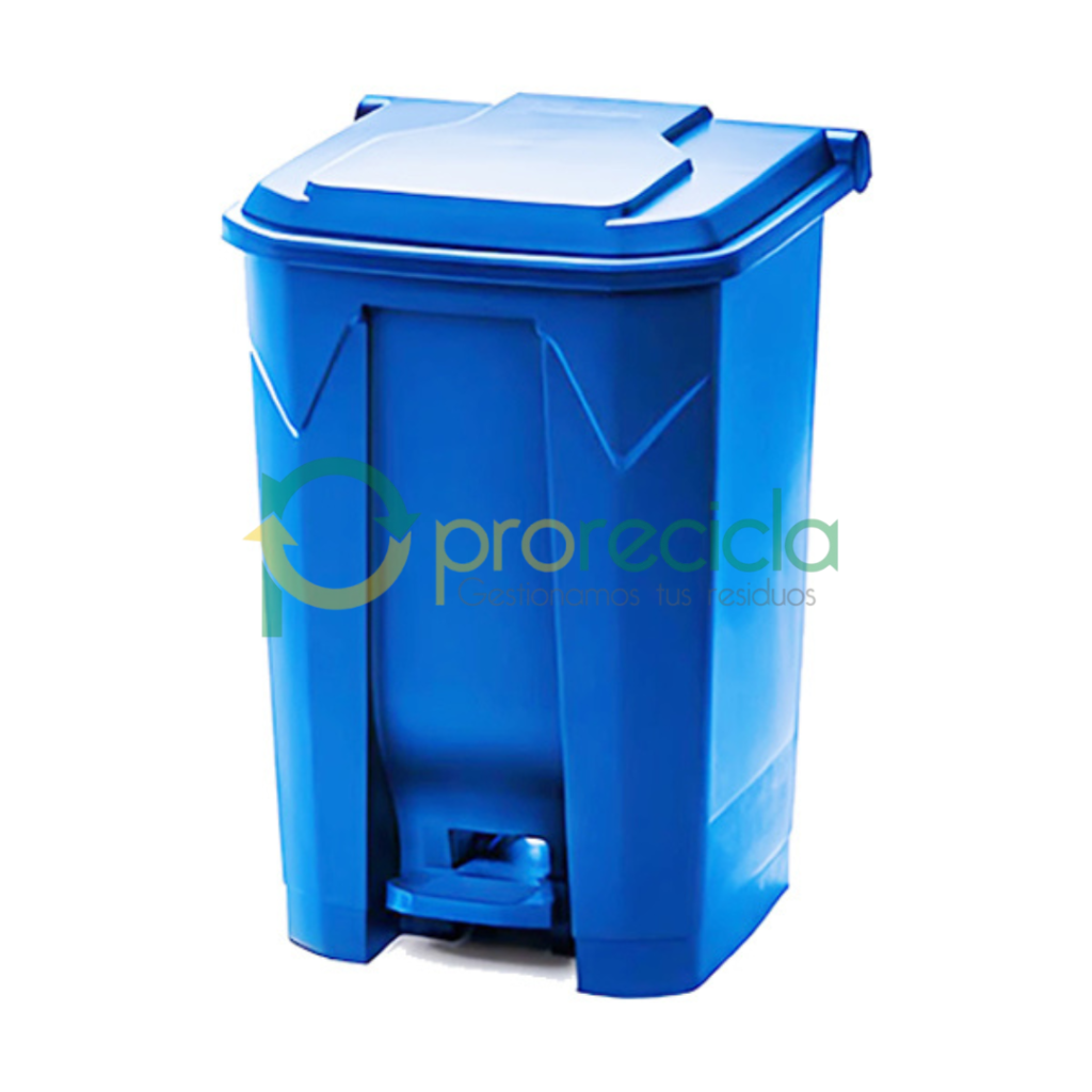 Basurero de reciclaje de 80 litros con pedal central en colores para separación de residuos